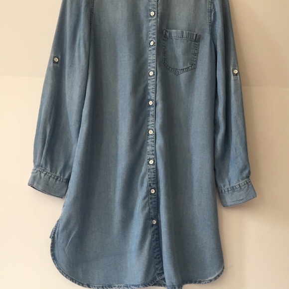 Denim Chambray Shirt Dress Tunic Kimono - Picture 3 of 13